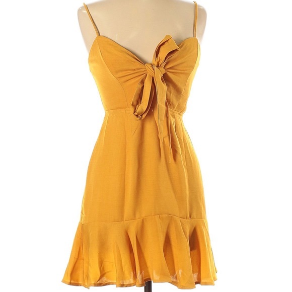 Princess Polly Alayna Mini Dress Mustard - Picture 4 of 4